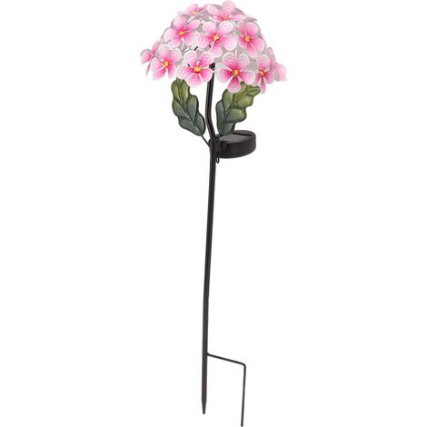 Lampes solaires de jardin LED décoratives d'extérieur en forme d'hortensias roses (1/5)