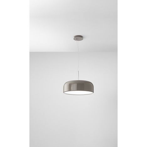 Suspension En Métal Gris Tourterelle Brillant Avec Led Cct Variable, Diamètre 48,5 Cm, Hauteur Réglable Jusqu'À 318 Cm - Design Signé Perenz (1/2)