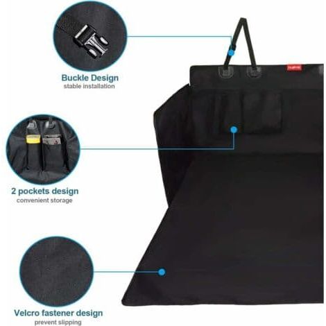 Bagagerumsskydd för hundar – Vattentätt Oxford-tyg – Halkfritt 185 x 105 cm – Ceinture compatible avec SUV:ar och skåpbilar