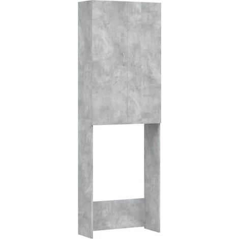 Meuble pour machine à laver, gris ciment, 64 x 25,5 x 190 cm (1/5)