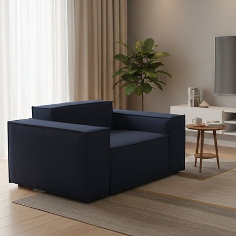 Dmora - Chaise longue Dciurri, Chaise longue, 100% Made in Italy, Fauteuil relax en tissu rembourré, Cm 140x95h70, Bleu (1/5)