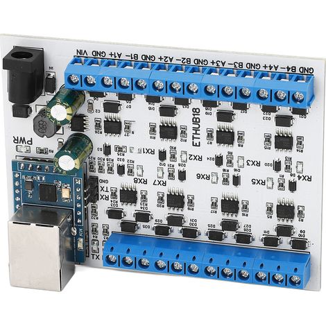 Convertisseur d'interface de module hub Ethernet RJ45 vers 8 RS485 (carte seule) 7-30 V CC (1/5)