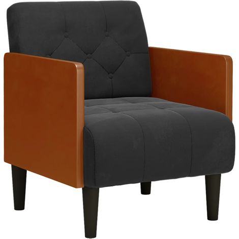 Fauteuil relax  Fauteuil avec accoudoirs noir 55 cm velours (1/5)