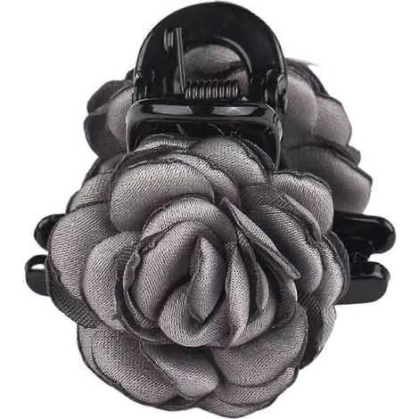 Pince à cheveux double face pour femme, décorée de roses, antidérapante, pince à cheveux en forme de requin.-Grey (1/5)