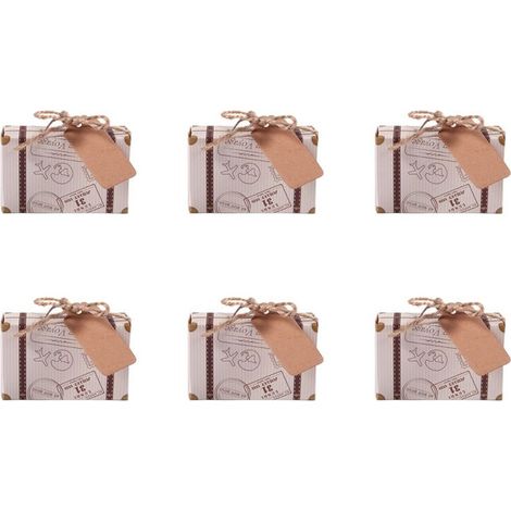 Cajas de regalo con forma de maleta, paquete de 300 unidades, cajas de papel vintage para dulces con etiquetas y cuerda para bodas/fiestas. (1/4)