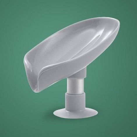 Porte-Savon - Design Feuille de Lotus - Ventouse Verticale - Tube Aluminium - Pour Salle De Bain Cuisine Balcon - 1 Pièce (1/4)