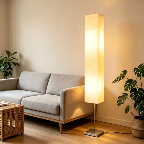 Einzelsatz Papier Bodenleuchten, japanische Beige Papier Abdeckung, Schlafzimmer, Büro und Wohnzimmer Eck Papierleuchten, Beige (Quadrat,Ohne Glühbirne) (1/5)