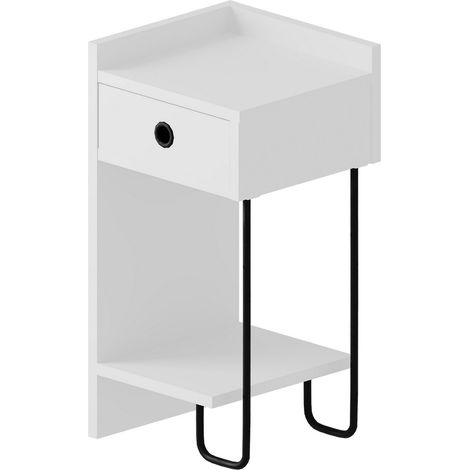 Table de chevet en bois "Sirius" - 32 x 30 x 61 cm - Blanc