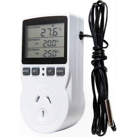 Thermostat numérique avec grand écran LCD, prise 16A 230V pour tapis chauffant, fiche AU (1/4)