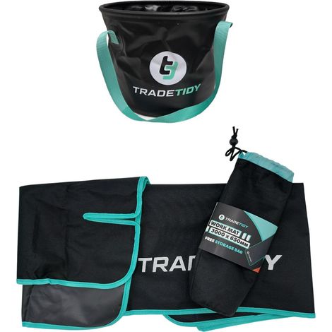 Tradetidy Long Waterproof Antislip Work Mat + Collapsible Bucket 20L