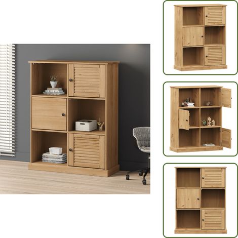 The Living Store Libreria VIGO 90x35x114,5 cm in Legno Massello di Pino - Libreria in pino