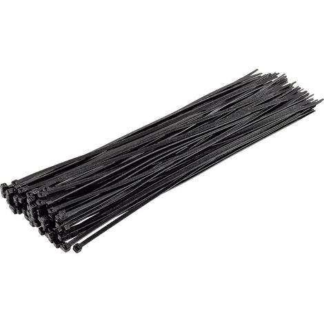 Lange, robuste silberne Kabelbinder, 370 mm x 4,8 mm, Packung mit 100 Stück, aus hochwertigem Nylon, schwarz. (1/5)