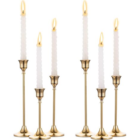 Chandeliers Doré Bougeoirs en Laiton Mariage Décoratifs Vintage et Modernes pour Chandelier pour Manteau de Table Cadeau de Pendaison de Crémaillère (1/5)