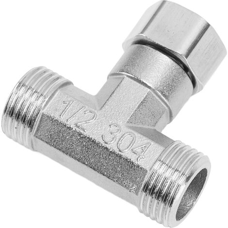 Raccord en T à 3 voies en acier inoxydable 304, adaptateur de tuyau G1/2 pour eau et air, filetage femelle central (1/5)