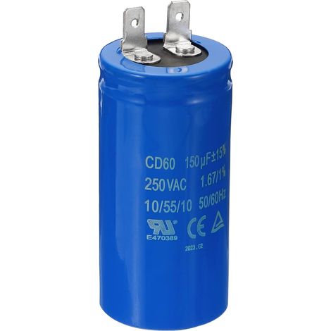 Capacitor CD60, 150Uf/Mfd 250VAC 15% Tolerance 50/60Hz Motor Starting Capacitor, for Air Compressor Engine Starting Execution (1/5)