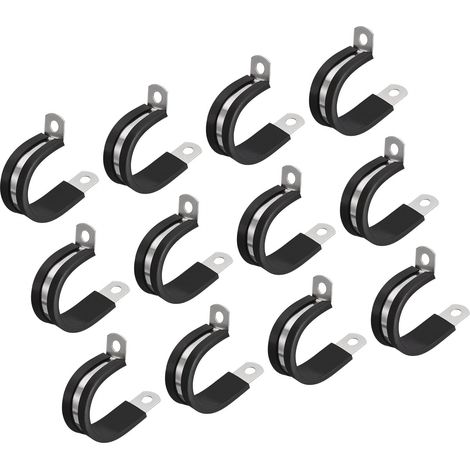 Lot de 24 colliers de serrage de câble de 28 mm, colliers de serrage isolés en caoutchouc en acier inoxydable 304 en forme de R pour tuyau métallique (1/5)
