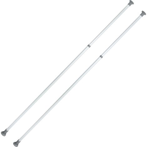 Barre télescopique WENKO Herkules 165-300 cm 2 pièces blanche barre extensible penderie télescopique avec pieds anti-rutsch en métal idéale pour rangement dans dressing et optimisation d'espace