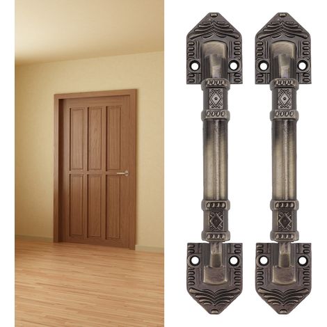 Tiradores de bronce antiguo y aluminio para puertas de granero, puertas de garaje y muebles vintage (2 piezas con 8 tornillos). (1/5)