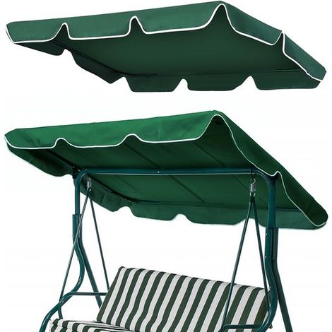 Telo parasole universale per altalena, 195 x 125 x 15 cm, in tessuto Oxford 210D, adatto per tre altalene, resistente alle intemperie, colore verde scuro.