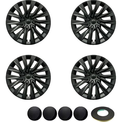 Enjoliveurs, 18 pouces, Design durable, 19 Noir Mat (1/2)