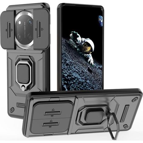Funda Honor Magic 7 Lite con soporte para lente de cámara, color negro. (1/5)