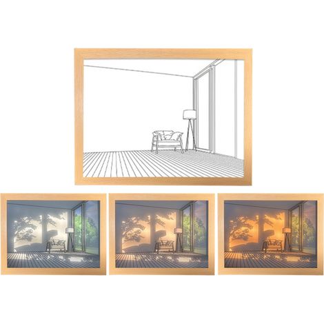 Tableau lumineux décoratif à LED 3 couleurs, alimenté par USB, art minimaliste moderne, effet d'ombre, idéal pour chambre, salon ou pièce vide. (1/5)