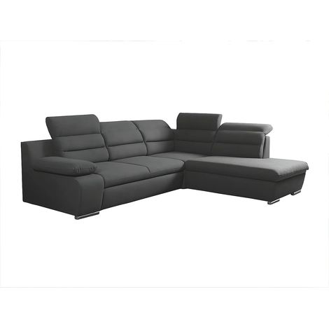 Canapé d'angle convertible en tissu PYLOS - Anthracite - Angle droit (1/4)