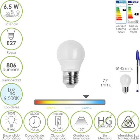 Ampoule led 6.5 watt 806 lumens lumière froide