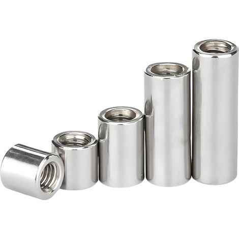 Manchon Filetée Écrou de Accouplement Ronds M5 x 10 mm - Écrous Longs filetage intérieur continu en Acier Inoxydable 304, 5 Pièces (1/5)