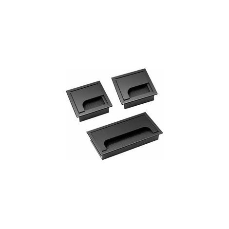 Câble Passe Couvercle 3 Pièces Carrée noir Passe Câbles Encastrables Bureau Cache Cable bureau en Alliage D'aluminium Sortie de Cable Passage de Cable 80 x 80 mm 160 x 80 mm