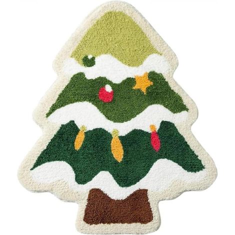 Tapis de bain sapin de Noël pour salon, tapis vert absorbant et lavable, tapis de douche antidérapant, tapis de porte de Noël doux, épais et durable pour la baignoire, décoration de Noël B (4060cm) (1/5)