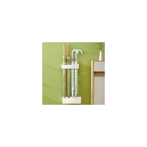 Porte Parapluie Murale avec Bac D'égouttement Amovible Organisateur d'Éspace, Support pour Parapluies Courts et Longs (1/5)