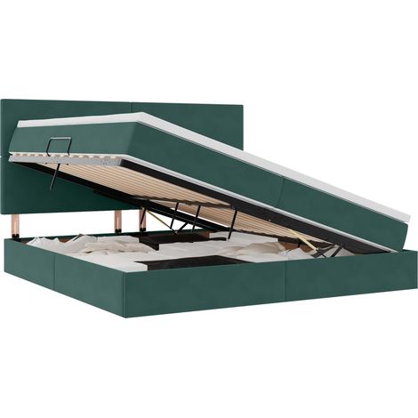 Maison Exclusive - Letto con contenitore e materasso Verde Scuro 200 x 200 cm