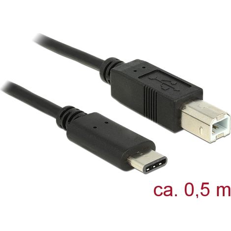 Delock Cable USB Type-Câ¢ 2.0 macho  USB 2.0 Tipo-B macho 0,5 m negro
