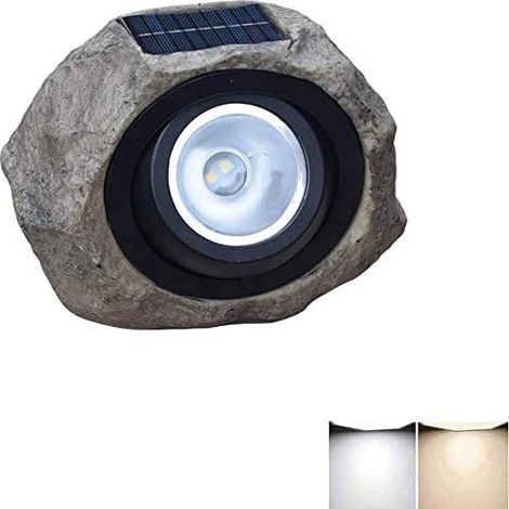 Vtizikl LED Lampe Pilier Solaire Exterieur, Lampes de Poteau Résine Pierre, Lumière Blanche et Lumière Chaude, Étanche Lampadaires éclairage de Jardin et éclairage Extérieur