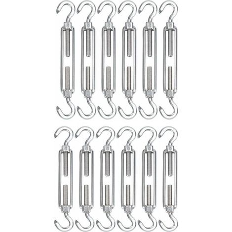 Sunxury – Tendeur à câbles en acier inoxydable 304 – Lot de 12 tendeurs réglables M5 – Charge maximale 180mm – Imperméable et résistant à la corrosion