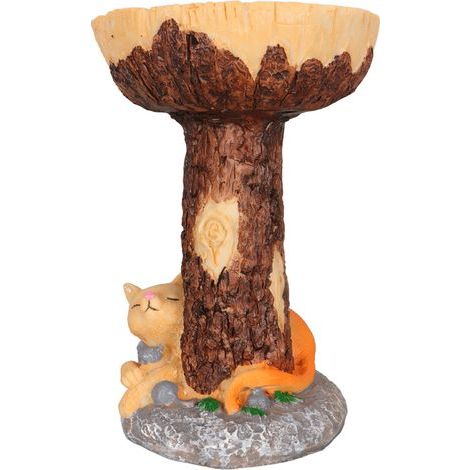 Cat bird bath statue, Durable resin bird bath bowl, Exquisite decorative bird feeding statue for balcony or courtyard (1/5)