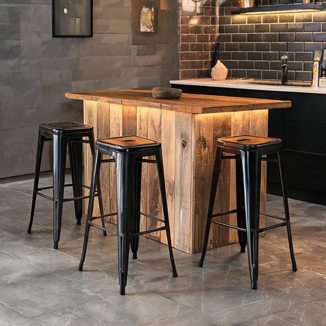 Tabouret de bar noir en métal 43 x 43 x 76 cm (1/5)
