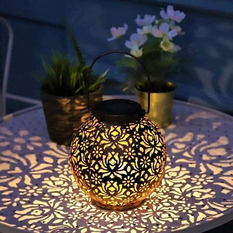 1 lanterna solare in stile orientale, lampada da tavolo, illuminazione solare da giardino, illuminazione esterna a LED con sensore giorno/notte, lampada da appendere, lanterna da giardino (1/5)