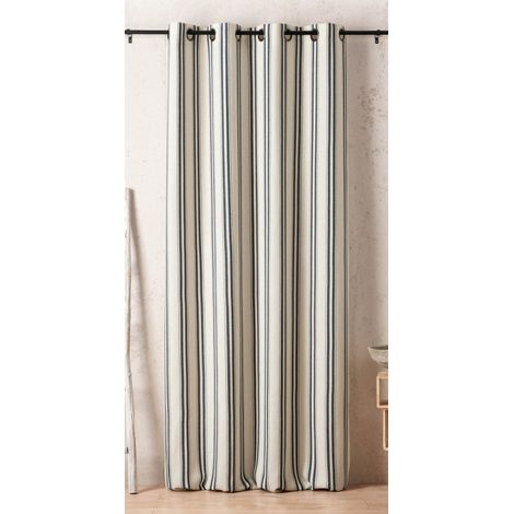 Rideau Daenerys 140 x 280 cm – Coton recyclé tissé en France - 140x280cm - Bleu marine (1/2)