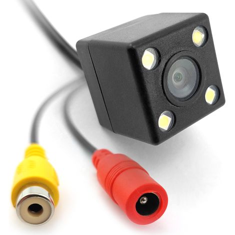 Telecamera posteriore con connettore RCA, 4 LED, 12V, ausilio al parcheggio per portatarga. (1/5)