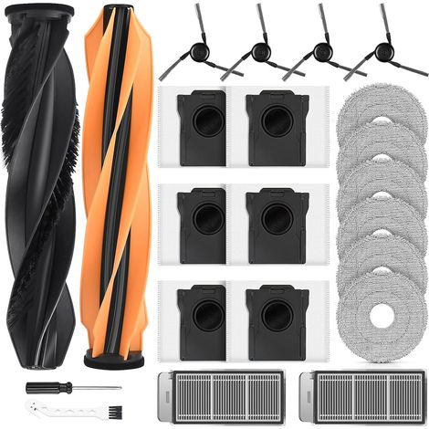 Lot de 22 accessoires pour robot aspirateur Dreame X50 Ultra Complete/L50 Pro Ultra/X50 Master/L40s Pro Ultra, 2 brosses principales, 6 sacs à poussière, 6 tampons de nettoyage, 2 filtres, 4 brosses (1/5)
