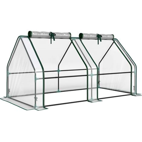 Serre de jardin compacte avec 2 portes zippées en toile plastique, structure acier, pour balcon et terrasse, 180 x 90 x 90 cm transparente  CHICFURN (1/5)