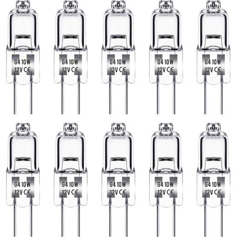MINKUROW G4 Halogenlampe, Techgomade G4 Birne 12V 10W, Warmweiß 3000K, 150lm, Dimmbar, G4 Halogenlampe, Klare Kapsellampe, 10er Pack