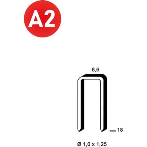 5 000 Agrafes H-18 - Galvanisées - Inox - 8.6x18x1x1.25 mm - D-Work