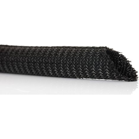 Gaine Tressée 10mm RS PRO, Noir en PET, 3m ( Prix pour sachet de 3 Mètres ) (1/4)