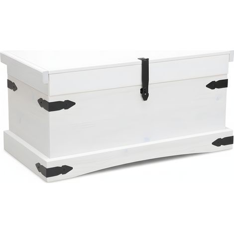 New Mexico Coffre, largeur 92 cm, hauteur 45 cm, blanc/ciré.