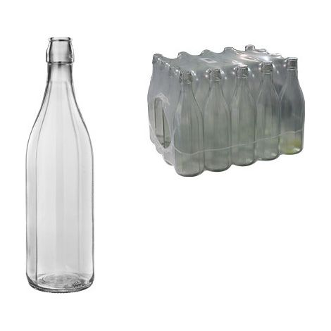 AMBROSIO VETRI SOC. COP. SV08800 Bottiglia in Vetro Costolata 1 Litro Confezione 20 Pezzi colore Trasparente