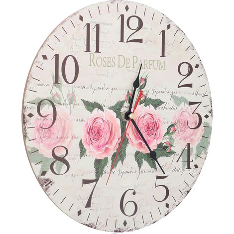 Runde Retro-Wanduhr aus Holz, schlicht, robust, leise und präzise, ideal fürs Wohnzimmer oder Schlafzimmer. (1/5)