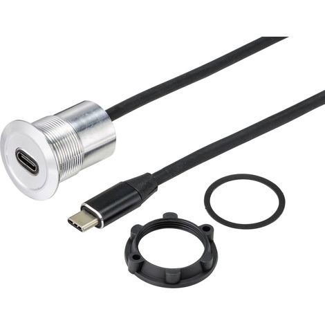TRU COMPONENTS TC-9534344 Embase femelle USB embase femelle USB-C® femelle Épaisseur du panneau : 1-10 mm Contenu: 1 pc (1/3)